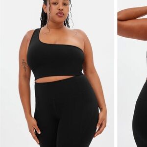 Girlfriend Collective Black Bianca One Shoulder Bra